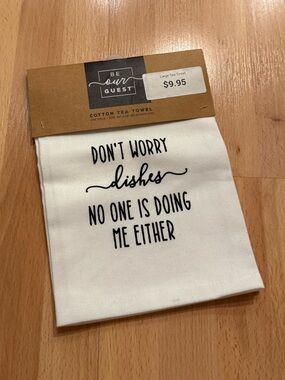 Snarky Cotton Tea Towel - White with Black Text nwt